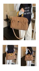 Bolsa de viaje de gran capacidad con diseño extensible, bolso de hombro de lona multiposición
