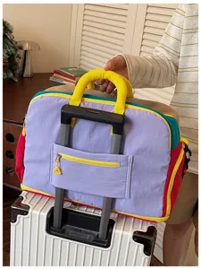 Bunter Farbblock Reisebeutel große Kapazität Gepäcktasche Tragetasche für Damen und Alltag