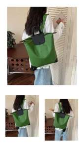 Zaino da commuter verde con patta nera, zainetto da viaggio casual leggero per donne e ragazze.
