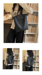Zaino da commutatore minimalista con manico superiore e patta per viaggi e uso quotidiano.