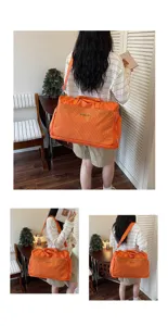 Grand sac de voyage fourre-tout orange léger de sport fitness pour femmes week-end