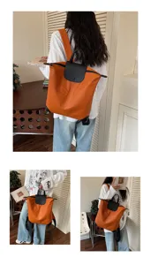 Elegante zaino da lavoro con patta in pelle a contrasto, borsa da viaggio casual.