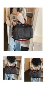 Grande capacita borsa da viaggio leggera borsa a mano moda borsa bagaglio donna vista dettaglio.