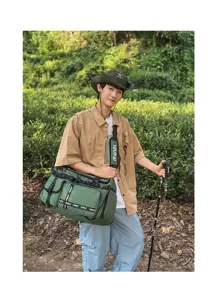 Large capacity green plaid travel duffel bag for sports, gym, and outdoor weekend trips.