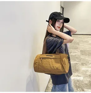 Cylinder sports duffel bag, large capacity travel luggage bag, casual messenger yoga bag.