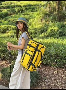 Large capacity travel duffel backpack sports training gym bag multi-functional waterproof yellow