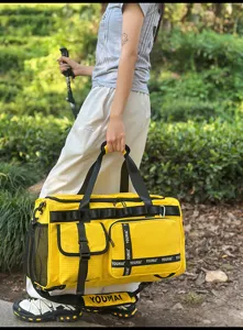 Large capacity yellow travel duffel bag outdoor sports fitness gym shoulder bag for women