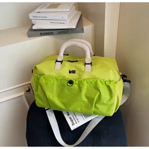 Large capacity travel duffel bag, casual gym fitness bag and luggage storage bag in detail view.