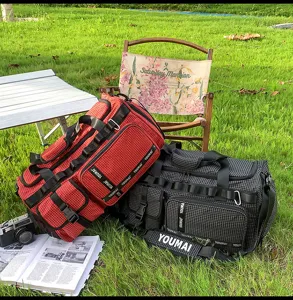 Large capacity plaid travel duffel bag for sports fitness and outdoor camping use today