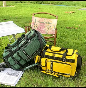 Large capacity travel duffel bag sports training fitness bag with multiple pockets and shoulder strap.