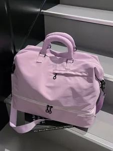 Large capacity purple travel duffel bag gym bag fitness sport bag for women and men