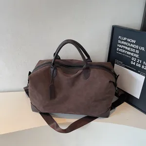Borsa da viaggio vintage marrone con tracolla, grande borsa weekend per uomo.