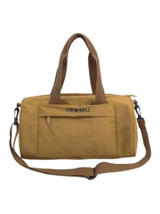 Large capacity sports gym duffel bag with shoulder strap, casual travel bag in khaki brown.
