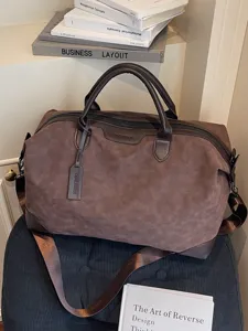 Borsa da viaggio marrone, grande borsa weekender per brevi viaggi e spostamenti quotidiani.