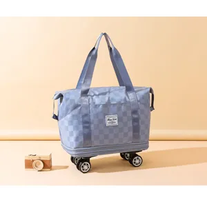 Bolsa de viaje grande con ruedas, maleta trolley extensible para mujeres y equipaje.