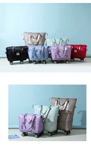 Gran capacidad bolsa de viaje rodante con ruedas universales, bolsa de almacenamiento extensible.