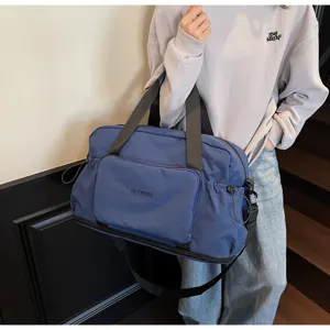 Große blaue Reise-Sporttasche leichte Fitness-Tasche mit Schultergurt für Damen und Herren