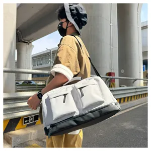 Large capacity sports duffel bag with dry wet separation, ideal for fitness and travel.