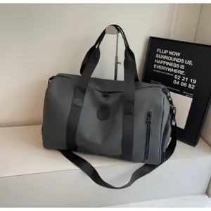 Grand sac de voyage gris fourre-tout fitness sport avec bandoulière pour femmes pratique