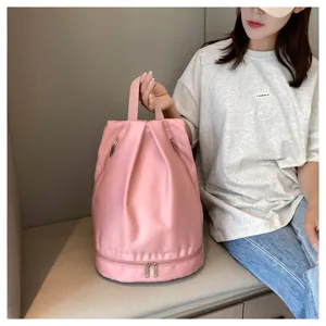 Pink waterproof swim backpack dry wet separation gym sports bag portable travel rucksack