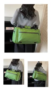 Gran capacidad verde bolso de viaje duffel para mujer bolso deportivo ligero e impermeable
