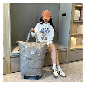 Bolsa de viaje rodante grande con ruedas universales, bolsa de almacenamiento extensible para mujer.