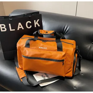 Bolso de viaje naranja con correa, bolsa de deporte impermeable grande para fitness y uso diario.