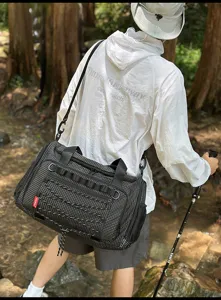 Gran bolsa de viaje impermeable de rejilla para hombre bolso deportivo fitness exterior