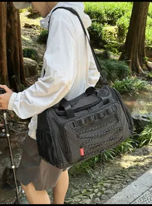 Bolsa de viaje outdoor para hombre, gran bolsa deportiva y de fitness con patrón de cuadros.