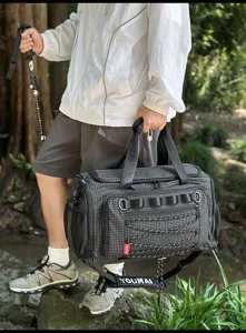 Detalle de bolsa de viaje outdoor, gran capacidad impermeable deporte fitness bolsa de gimnasio.