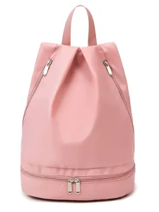 Waterproof pink backpack for fitness and swimming with dry wet separation compartment.