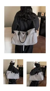 Grande borsa da viaggio motivo spina di pesce weekender borsa a tracolla donna uomo