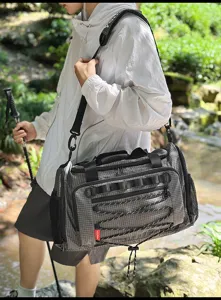 Bolsa de viaje impermeable para hombre, bolsa de deporte exterior grande con patrón de cuadros.