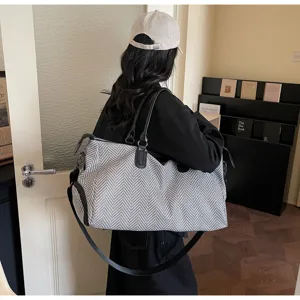 Grande borsa da viaggio e borsone per uomo e donna, elegante borsone weekend con motivo spina.