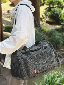 Bolsa de viaje outdoor para hombre, gran bolsa deportiva de gimnasio con patrón de cuadros.