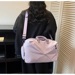 Large capacity purple travel gym bag with shoulder strap for sports and short trips.