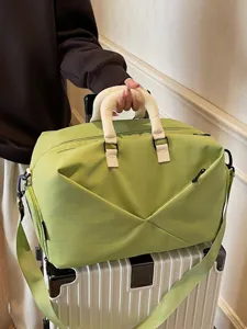 Large capacity travel duffel bag green gym sports bag with shoulder strap for women men