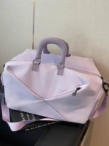 Large capacity purple travel duffel bag, casual waterproof gym sports bag with shoulder strap.