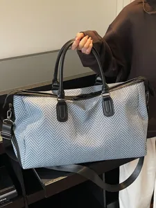 Grande borsa da viaggio per uomo e donna, elegante motivo a spina di pesce per i viaggi.