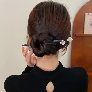 Nieuwe Chinese stijl kunsthout bloem haarspeld elegante antieke haaraccessoire mode.