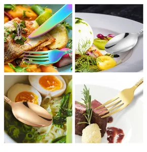 Stainless steel hammered flatware set fork knife spoon western tableware kitchen tools
