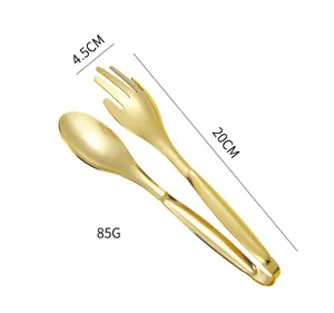 Gold stainless steel hand-shaped food salad tong kitchen cooking serving utensil 20cm