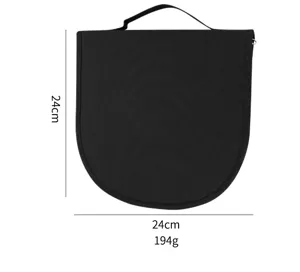 Sac de rangement noir portable pour couverts de camping et pique-nique avec poignée.