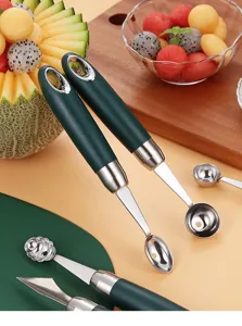 Juego de cuchara para melon y cuchillo de tallar de acero inoxidable para frutas.