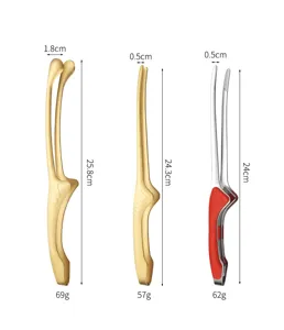 Edelstahl koreanische BBQ Zange Detail mit genauen Maßen, Länge 25,8 cm und Gewicht 69 g.