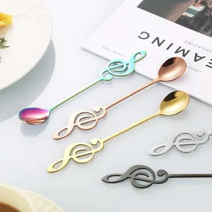 Stainless steel music note coffee spoon, creative cute dessert stirring spoon for mug gift.