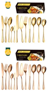 Stainless steel flatware cutlery set with knife, fork and spoon for modern kitchen and hotel.