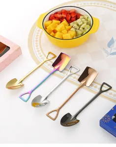 Ensemble de cuillères pelles en acier inoxydable créatif pour desserts et glaces.
