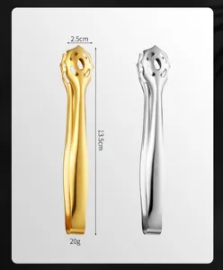 Pinza per ghiaccio in acciaio inossidabile dorata artiglio zucchero cocktail bar nuovo