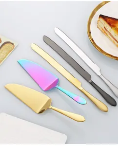 Juego de pala para pasteles y cuchillo de pan de acero inoxidable, espatula para reposteria.